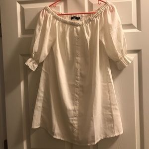 Strapless Boohoo White Dress (Size 6)